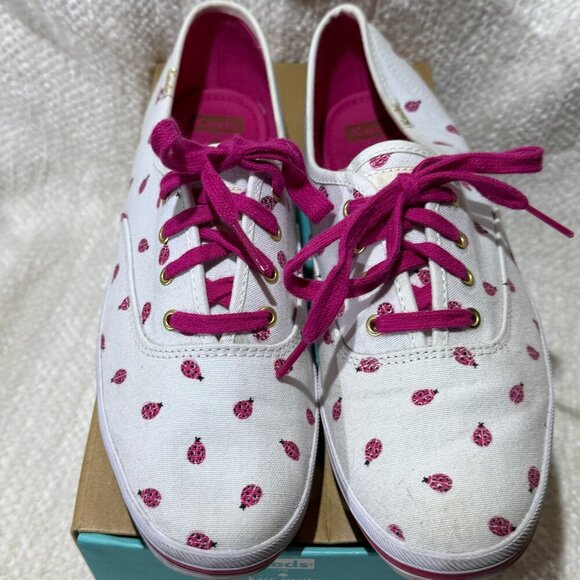 Keds & Kate Spade Butterfly Pink and White Sneakers, Size 9M, EUC with box! - Picture 1 of 9